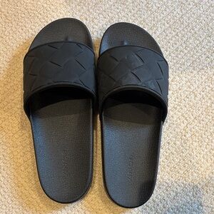 Vince Black Woven Slide Sandals